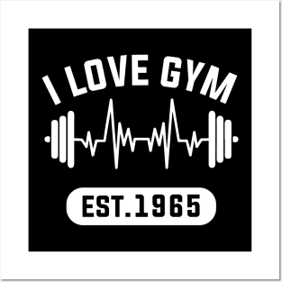 Funny Workout Gifts Heart Rate Design I Love Gym EST 1965 Posters and Art